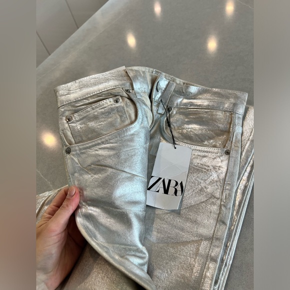 Zara silver metallic jeans size 36 (4) - Picture 12 of 12